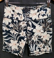 Hurley Shorts Womens Sz Md Multi Floral Tropical High Waisted Pull On Biker Gym