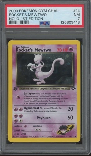2000 Pokemon Gym Challenge 1st Edition Holo #14 Rocket's Mewtwo PSA 7