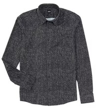 Hugo Boss Black Label Roan Performance Slim Shirt Men's XXL Dk Grey Geo 198 NWT