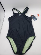 Speedo Girl's Swimsuit One Piece Closed Racerback Girls Size 12 NWT