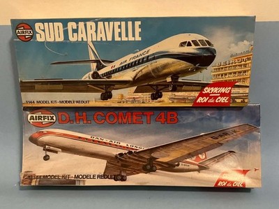 Lot of 2 Airfix 1/144 Comet 4B and Caravelle airliner plastic kits