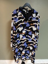 Nine West Long Sleeve Pleated Dress Black Geometric Print XLarge Office/Party