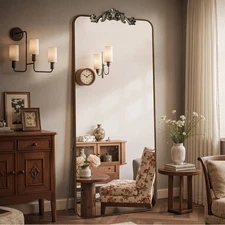 Vintage Full Length Mirror, 58"x18" Floor Mirror with Carved, Full Body Mirro...