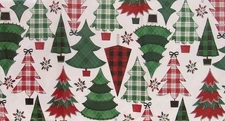 52x70 Oblong Plaid Christmas Trees Vinyl Flannel Backed Tablecloth by Elrene