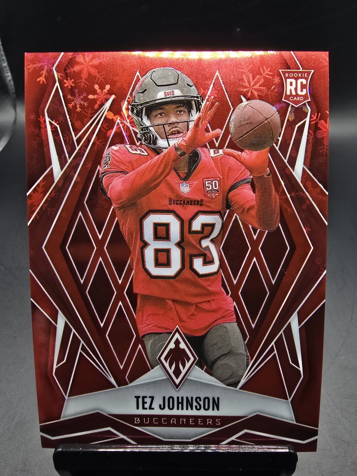 2025 Phoenix Tez Johnson #166 Red Winter Rookie RC /399 - Tampa Bay Buccaneers 