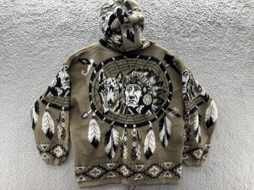 Yari Artesanias Hooded Cardigan Sweater Full Zip Medium Brown Dream Catcher - Picture 14 of 17