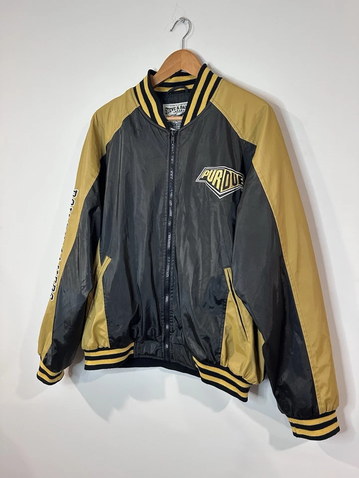 Vintage Steve & Barrys Purdue Boilermaker Varsity Bomber Zip Jacket Mens Size L - Image 3 of 4