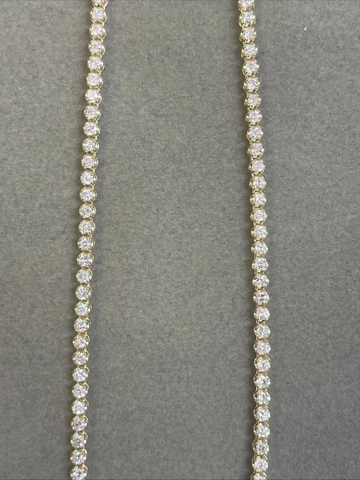 4.00 Ct Diamond Tennis Necklace 14K Yellow Gold 17" Crown Setting - Image 4 of 4