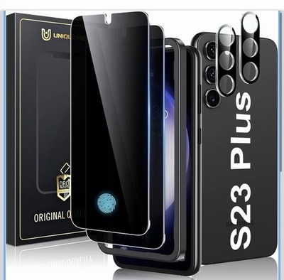 UniqueMe for Samsung Galaxy S23 Plus, Privacy Screen Protector, 2+2 Glass/Camera