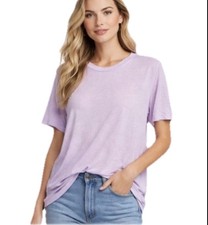 MONROW Burnout Slub Tee Lavender Oversized Cr...