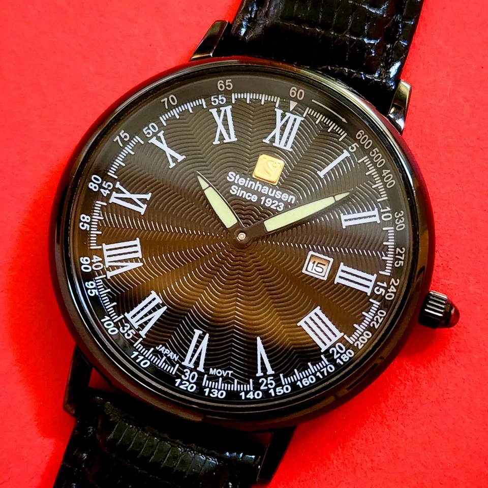 Steinhausen Classic Roman Numeral Black Dial Case & Leather Band TW483LLLA - Image 2 of 4