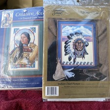 PRINTED CROSS STITCH (2)  Indian Chief & Spir...