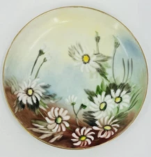 Vintage KPM Hand Painted Porcelain Floral Plate Daisies Gold Rim