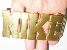 VINTAGE BBB SOLID BRASS BELT BUCKLE MIKE NAME DESIGN