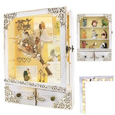 11x16 Shadow Box Frame with Light, Wedding Memorial Display Case with Shelves...