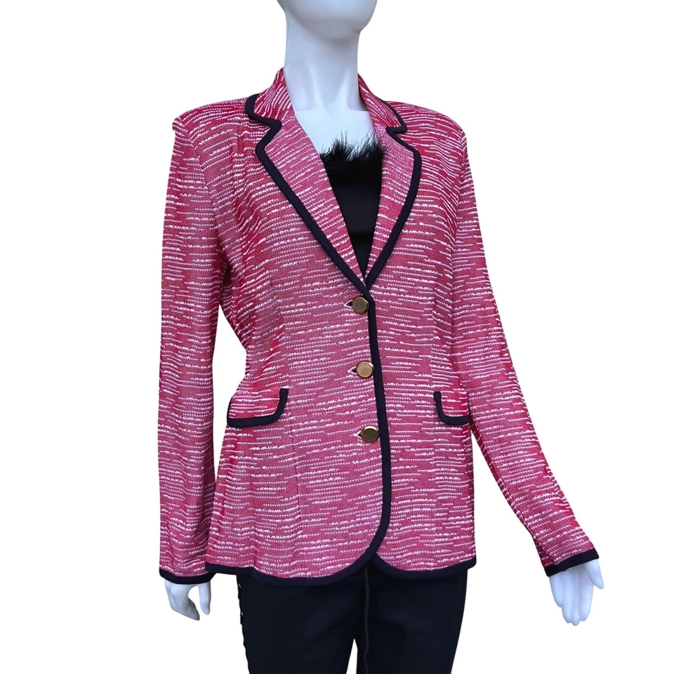 MISOOK Jacket Women Pink Textured Knit Old Money Size M Preppy Cocktail Party - Image 2 of 4