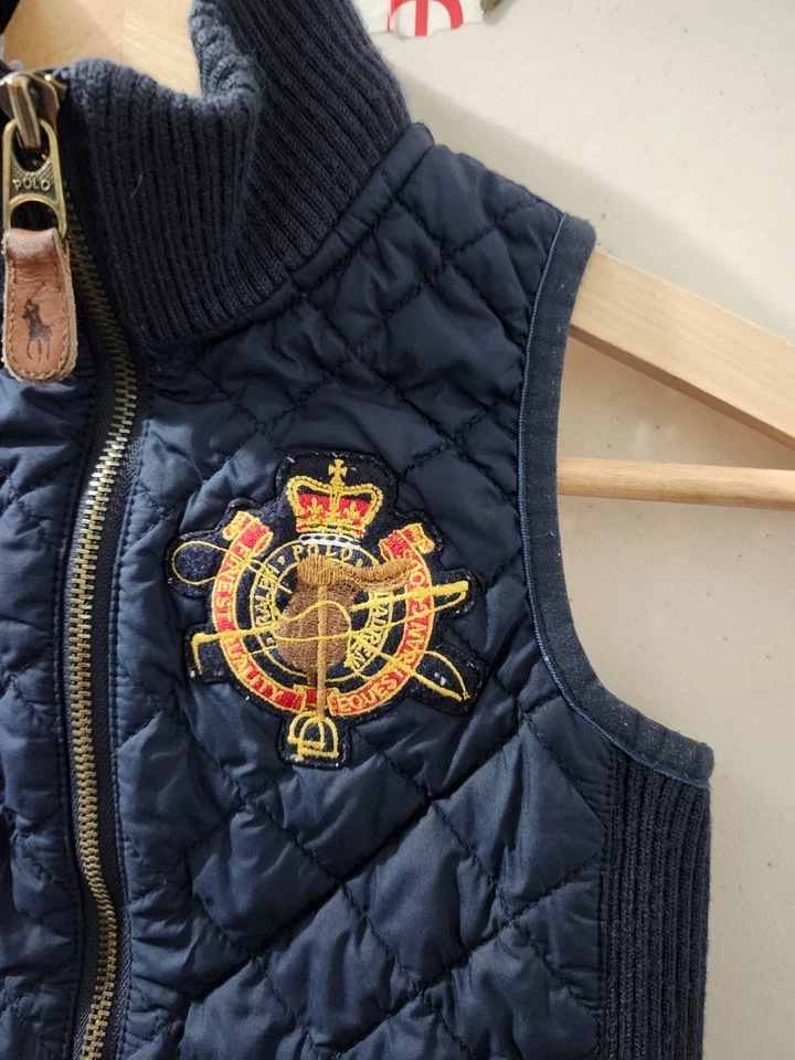 Chaleco Ralph Lauren Niños 6X Azul Acolchado Cremallera Completa Bordado Cresta Lados en Contraste Foto 4 de 4