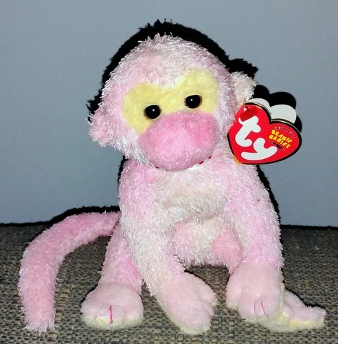 TY Beanie Baby Poet Pink Valentines Monkey Plush Stuffed Animal Vintage Retired