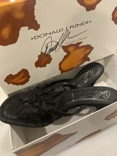 Donald J Pliner Sandals Black Distress Metallic MASHA-6060 w/Box Sz. 9M NICE