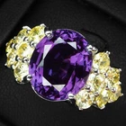 Opulent Lavender Violet Sapphire 9.35Ct 925 Sterling Silver White Gold Rings