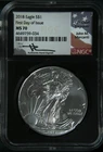 2018 American Silver Eagle MS70 NGC, Signed by Mercanti, First Day of Issue!