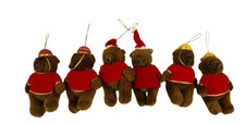 Teddy Bear Christmas Ornaments Plush 3 Styles 2 of each Set 6 - 5 1/2"