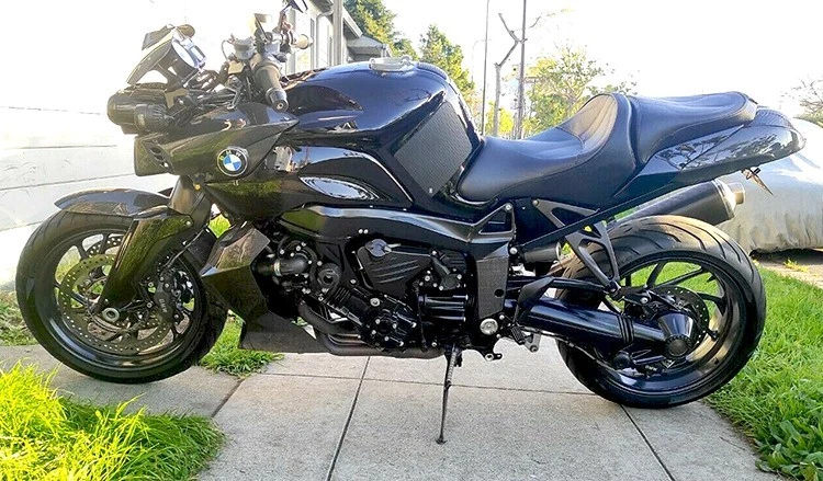 Protector de cubierta de marco lateral de fibra de carbono real para BMW K1200 S/R K1300 S/R Foto 3 de 4