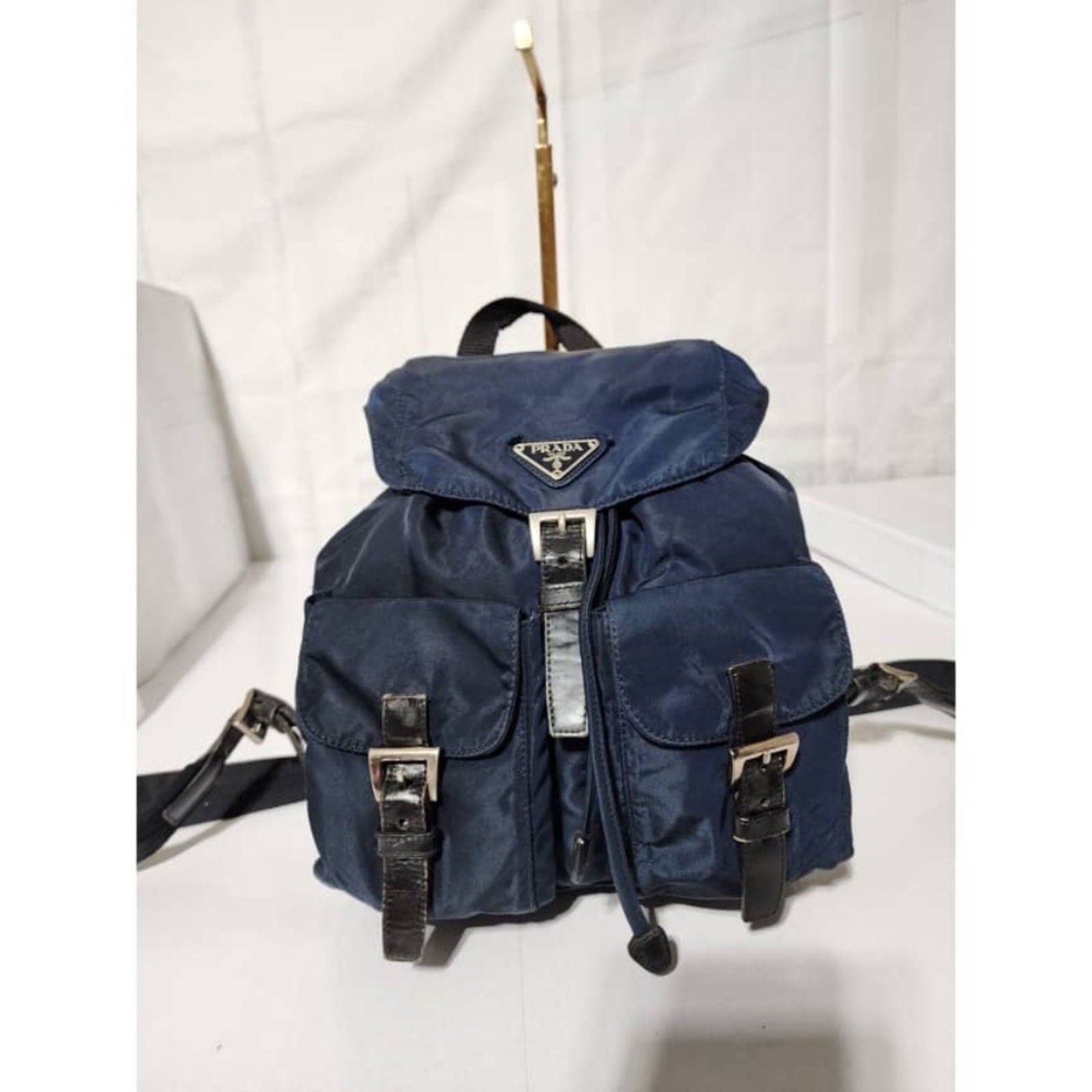 Authentic PRADA Nylon Vela Medium Backpack Navy B… - image 1