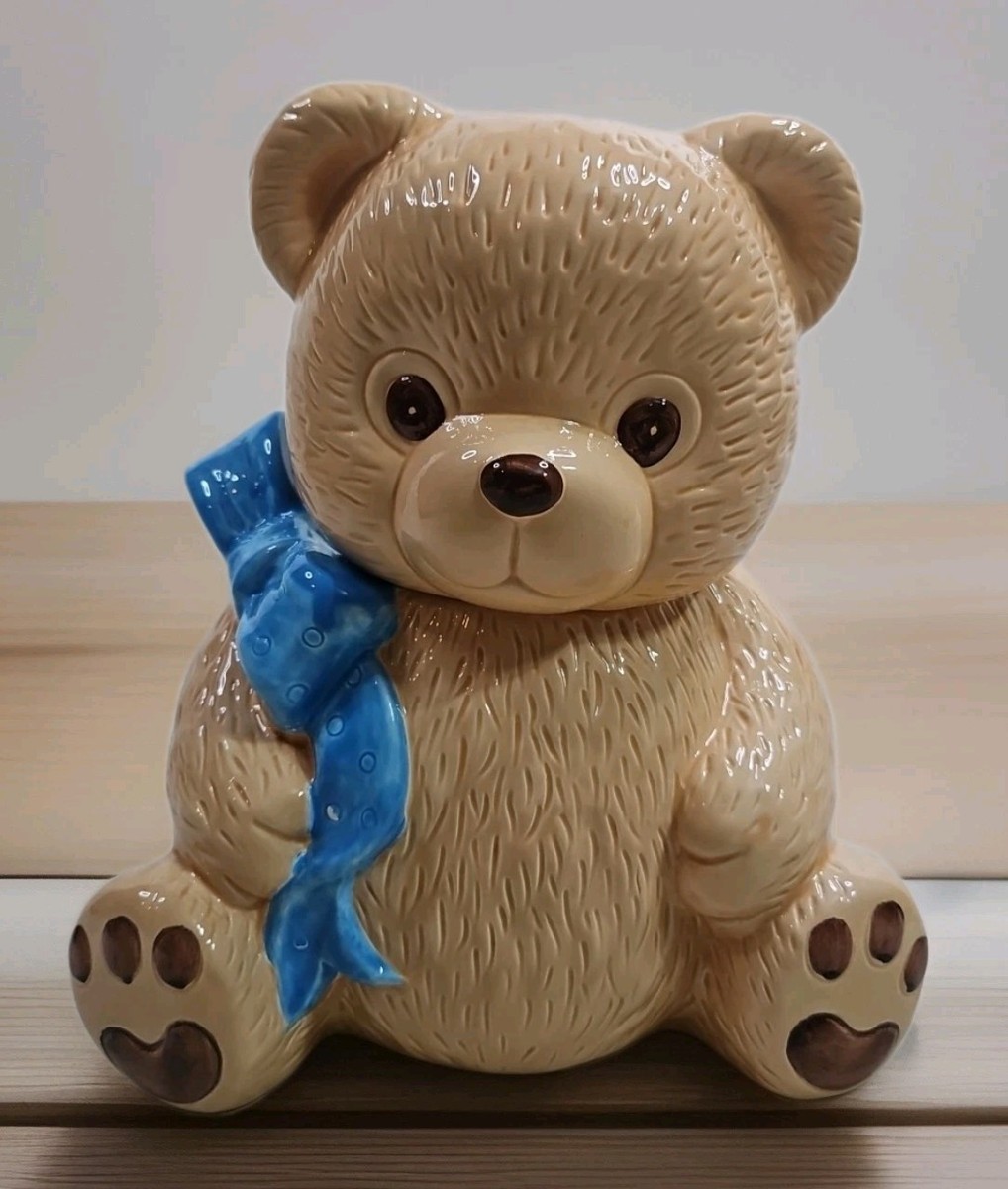 Theodore Style Ceramic Honey Brown Teddy Bear Cookie Jar Canister