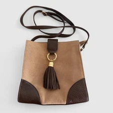 Talbots Crossbody Suede Leather Tassel Bag Purse