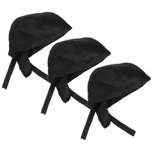 3Pcs Fashion Chef Hats Kitchen Catering Caps Turbans Cooking Hats (Black)