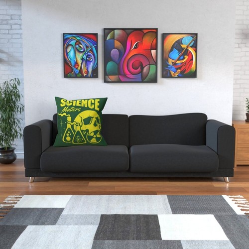 Science Matters Green Cushion, Double-Sided, Physics Chemistry Radioactive Skull - Picture 5 of 7