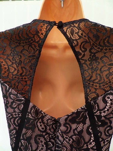 COAST ROYINA BLACK LACE BLUSH CHIFFON OPEN BACK EVENING MAXI DRESS 12 BNWT £175 - Picture 12 of 13