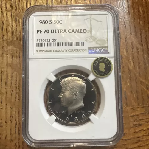 1980 S Proof Kennedy Half Dollar NGC PF70 UCAM. ECC CERTIFIED 