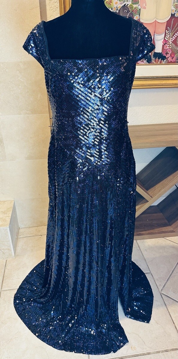 ralph lauren blue sequin dress Lauren Ralph Lauren Sequin Blue Long Dress US 18 Knee Length NWT