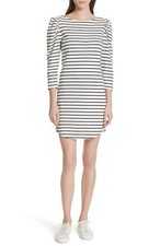 La Vie REBECCA TAYLOR Striped Jersey Stretch Knit Puff Sleeve Curve Shift M 6/8