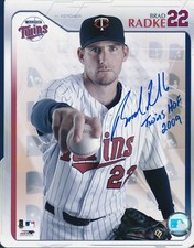 BRAD RADKE MINNESOTA TWINS  HOF 2009  ACTION SIGNED 8x10