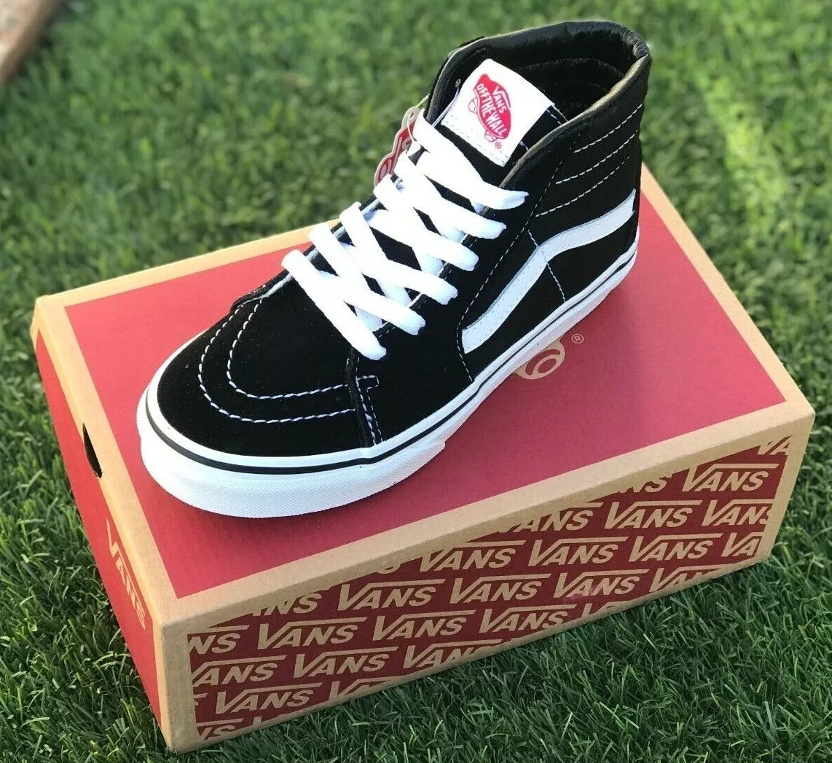 Haut haut de gamme de chaussures Vans pour enfants/jeunes couleur noir/blanc