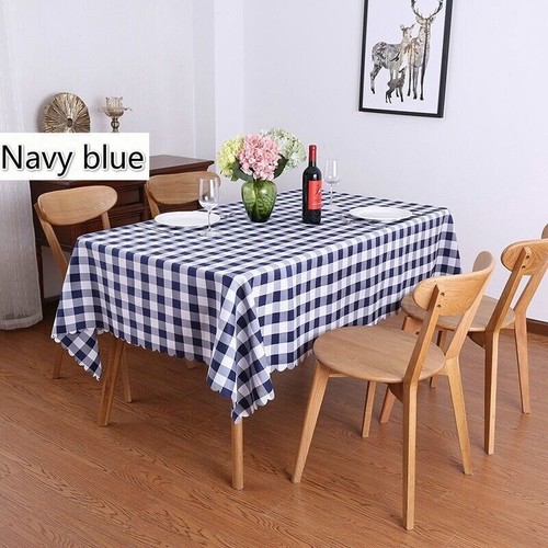 Checked Polyester Table Cloths Rectangular Banquet Dining Table Covers Pastrol - Picture 28 of 28