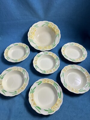 Vintage MCM 1960er KELSBORO WARE Pudding Dessert Obstschale Set Keramik GELB