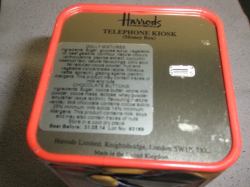 Harrods of London Tin Phone Booth COIN BANK w/ Bears - Picture 6 of 11