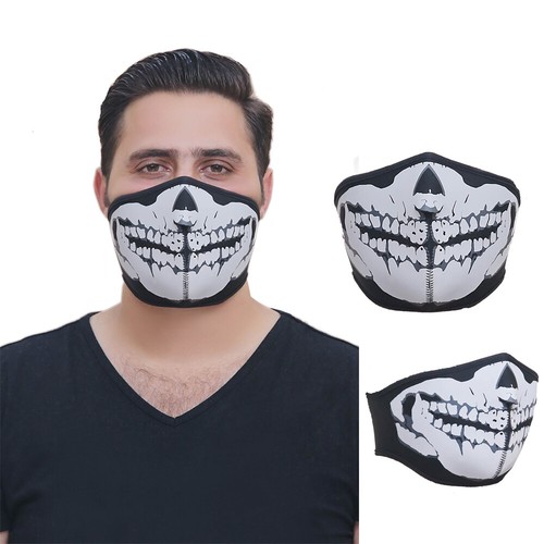 Skeleton Smilee face mask Neoprene Motorcycle Protection Half Face Mask  - Picture 1 of 3