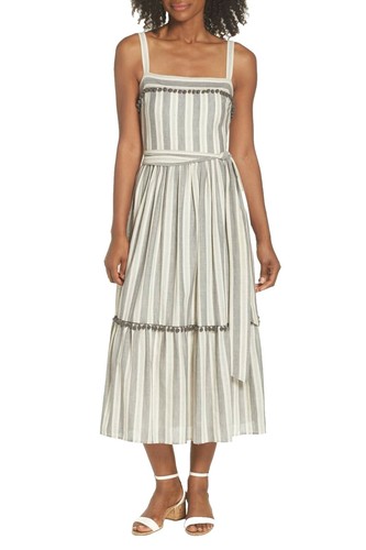 maggy london cotton eyelet tiered midi dress Zariah in Cotton Embroidered Daisies Eyelet