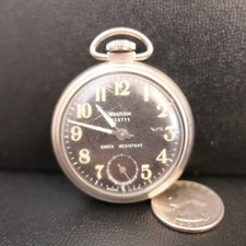Vintage Westclox Scotty Pocket Watch w/ Black Dial Running  