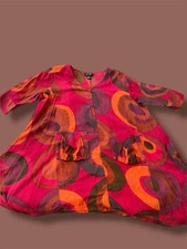 VTG Step In Style Button Front Shirt Dress Womens One Size CottoMulticolor Artsy