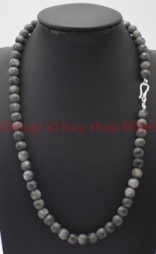 Natural Beautiful 6mm Black Labradorite Round Gemstone Beaded Necklace 16-32in - Picture 1 of 12