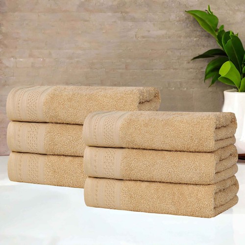 Honeycomb Textured Waffle Border Cotton Medium Weight Hand Towels, Set of 6 - 第 33/94 張圖片