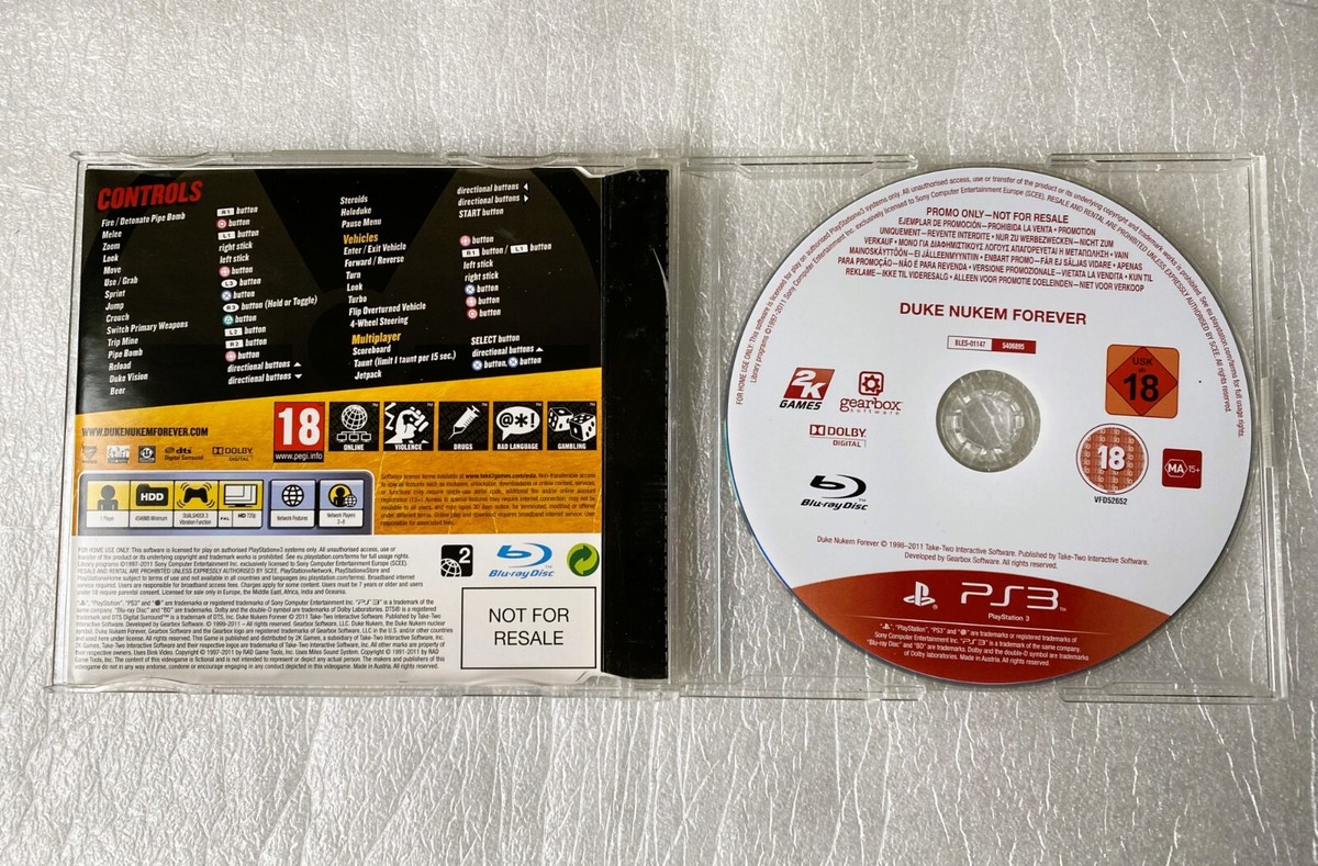 Duke Nukem Forever PS3 - Version Promo Presse 'Not For Release' - Boîtier Propre