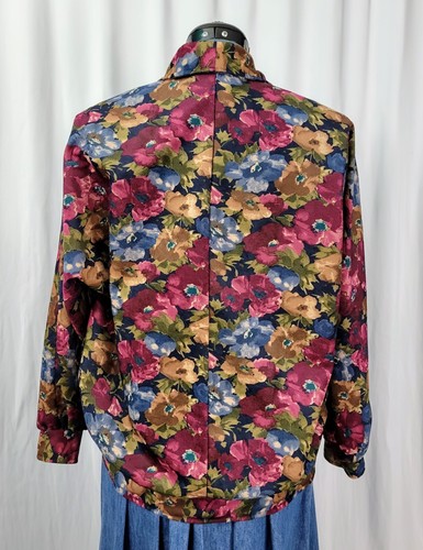 Vintage Alicia Muted Floral Synth Suede Jacket w Open Front Size 4P - Picture 14 of 22