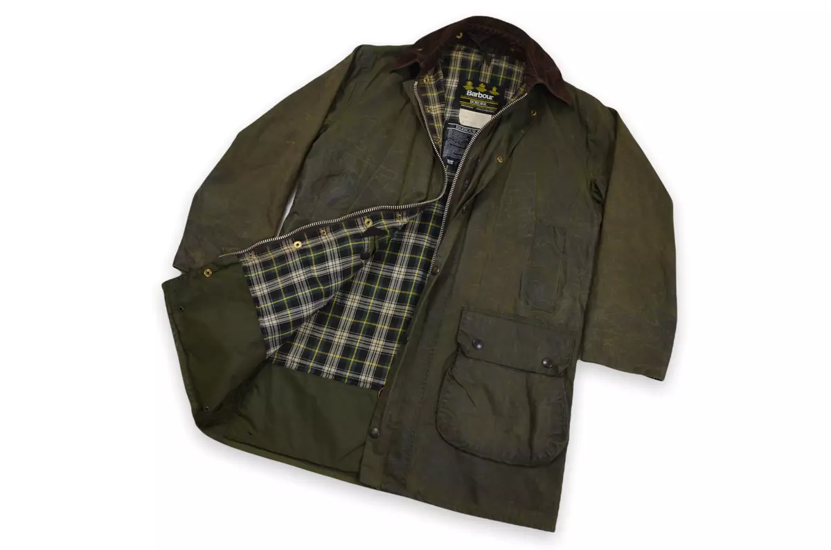 Men’s Barbour Border Waxed Jacket Vintage A200 Green England Classic Size  C38/97